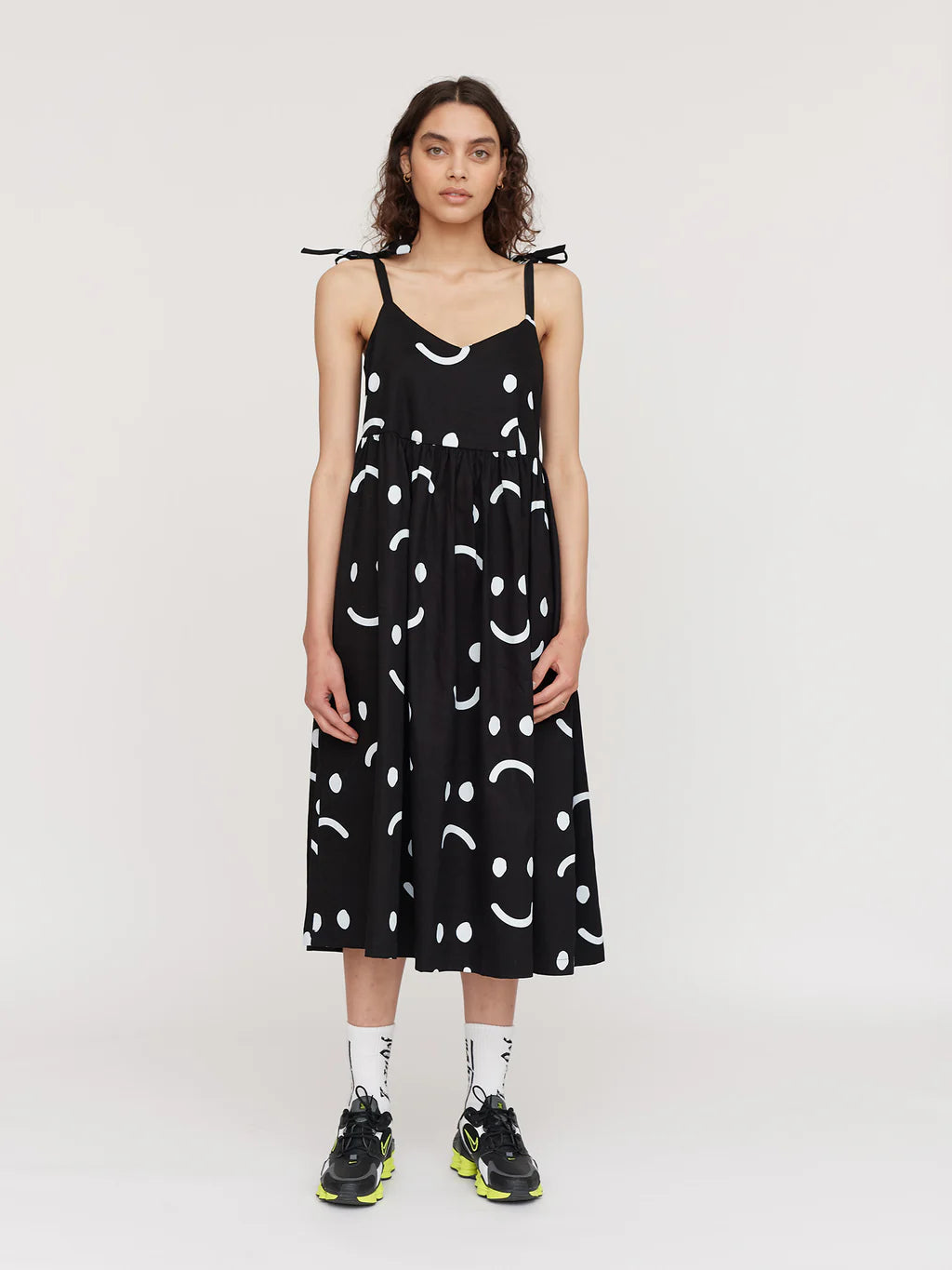 Happy Sad Black Tie Shoulder Dress - PRE-ORDER