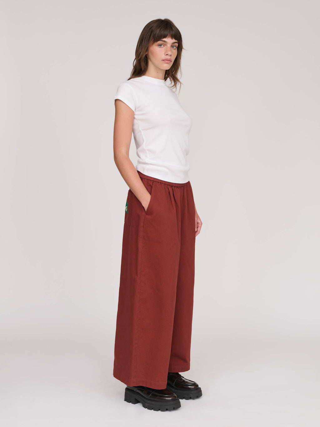 Trev Burgundy Cropped Wide Leg Pants