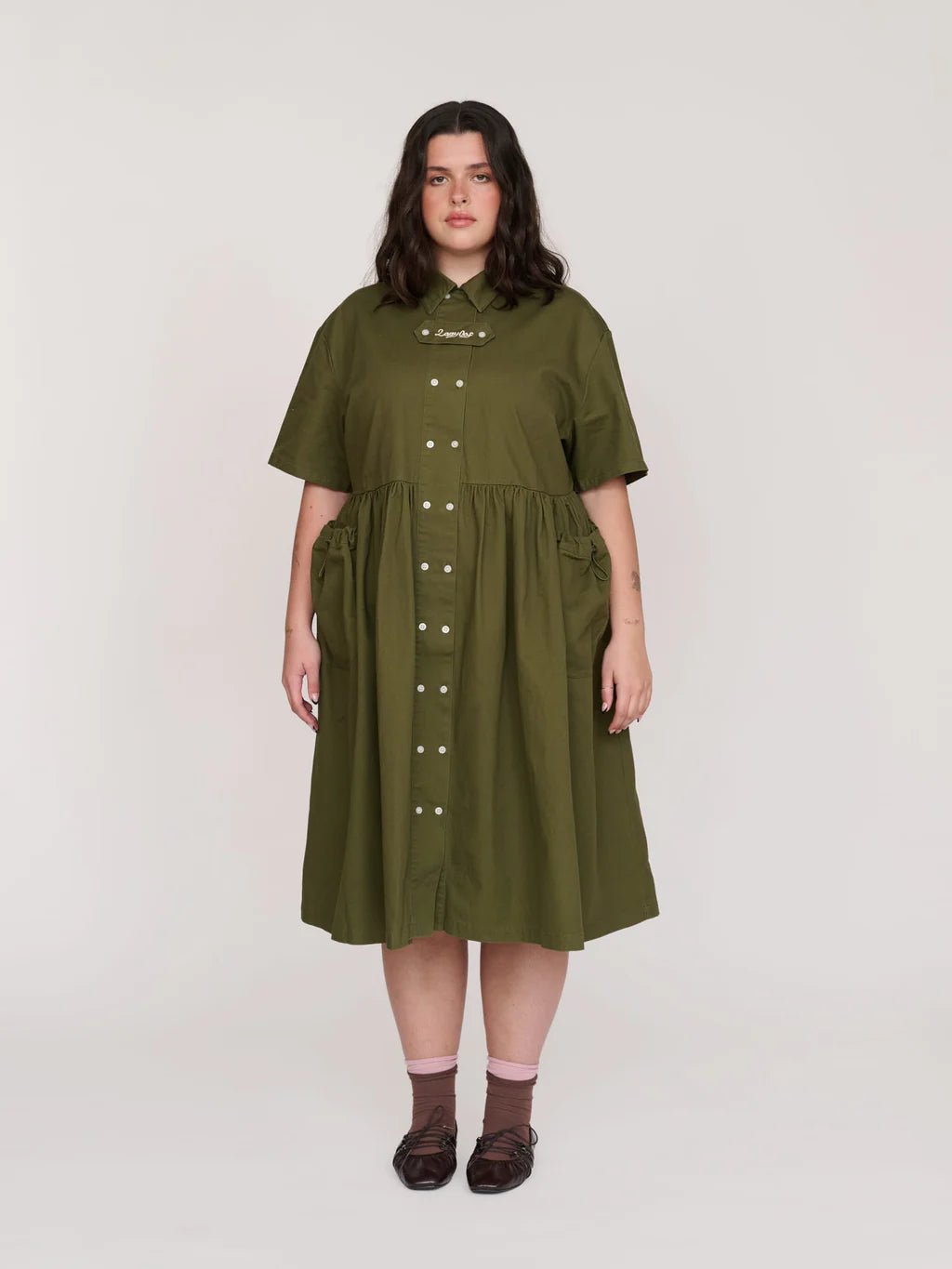 Khaki Double Breasted Utility Dress