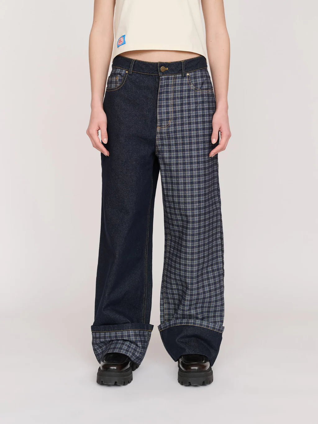 Check Turn Up Jeans