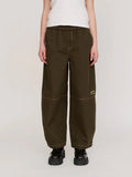 Bev Brown Contrast Stitch Barrel Trousers