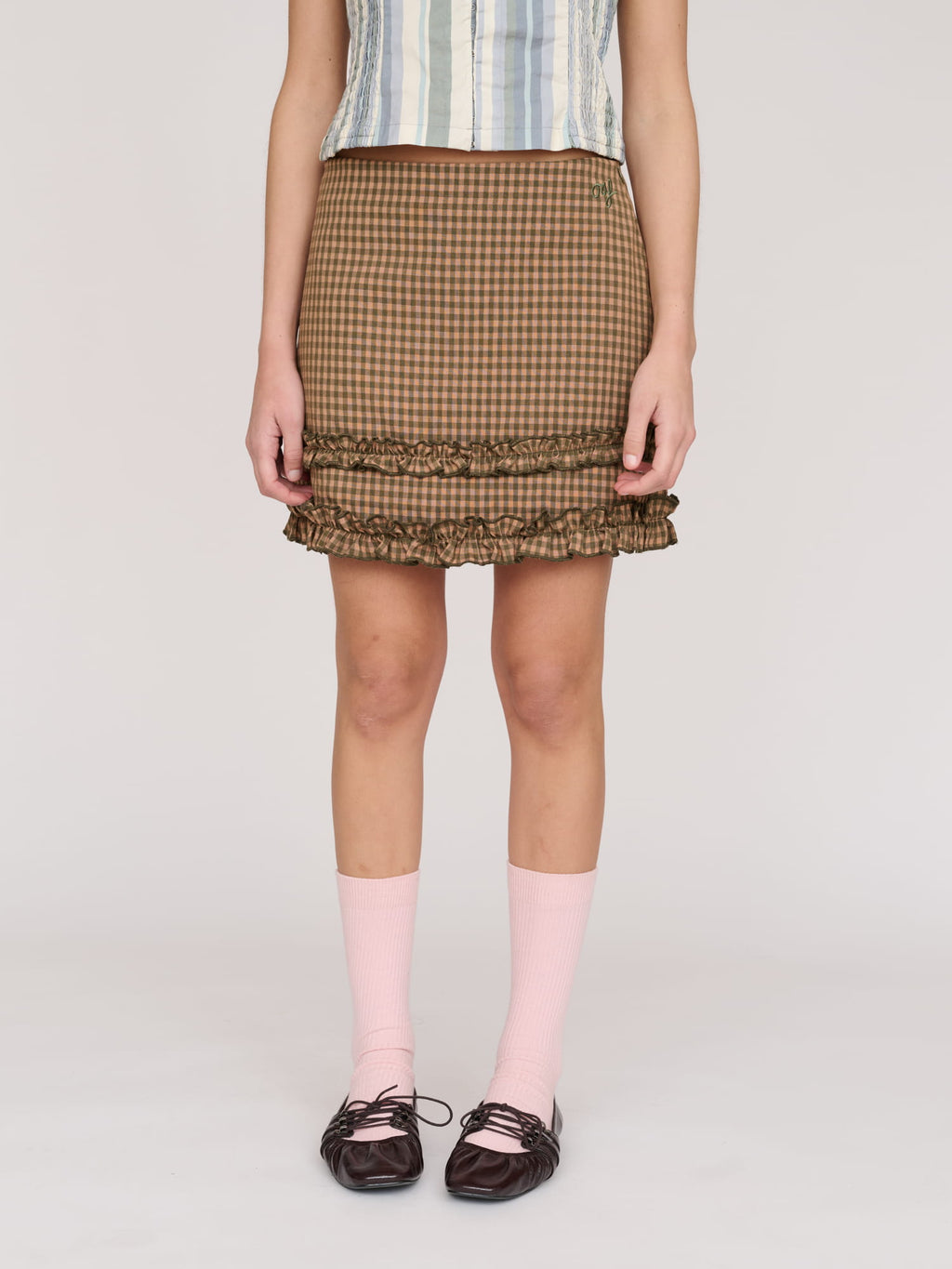 Frill Check Mini Skirt