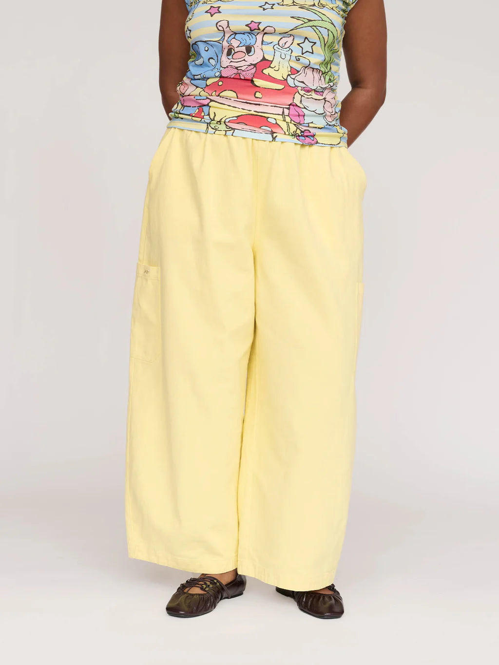 Bev Butter Yellow Barrel Trousers
