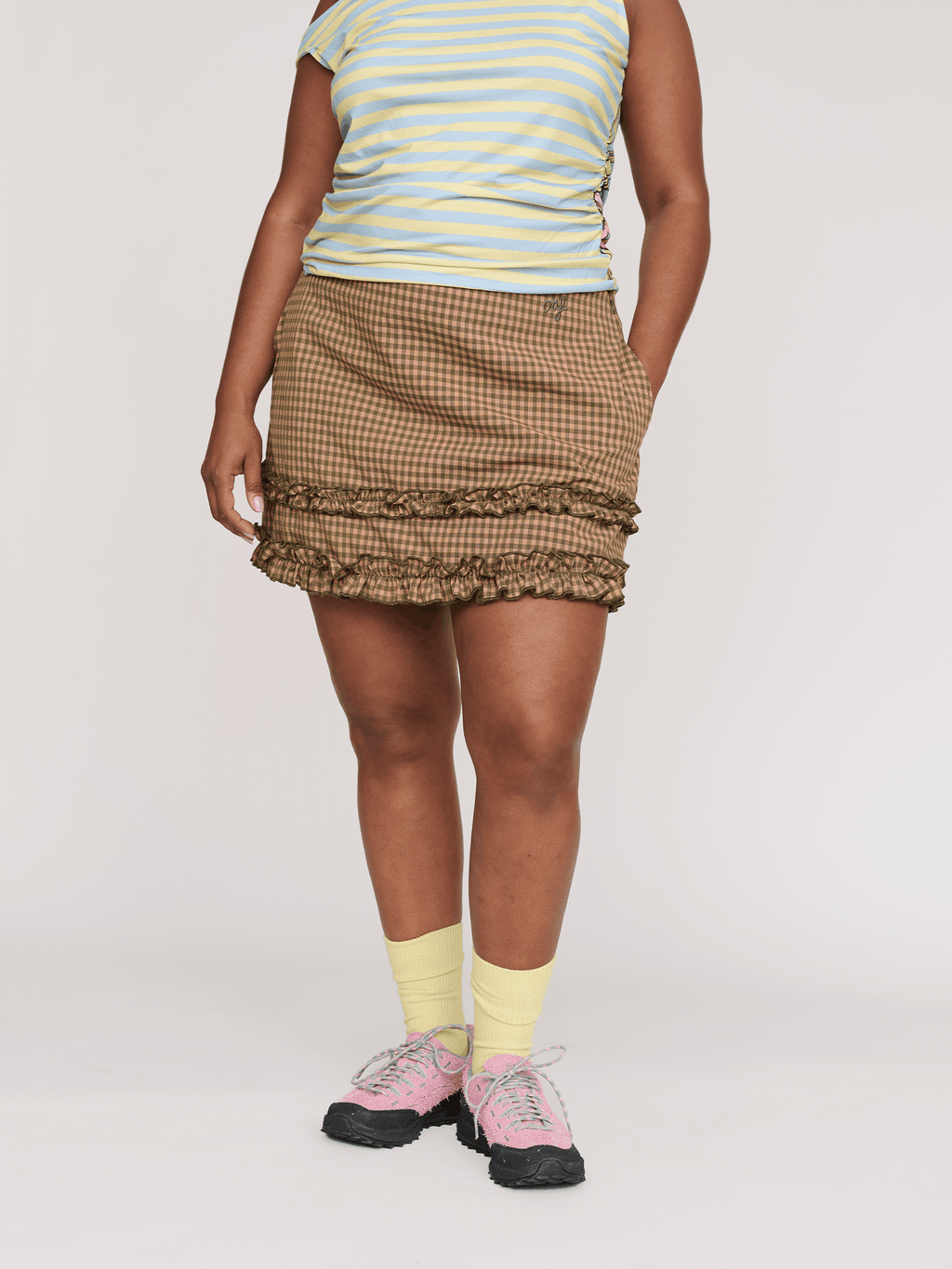 Frill Check Mini Skirt