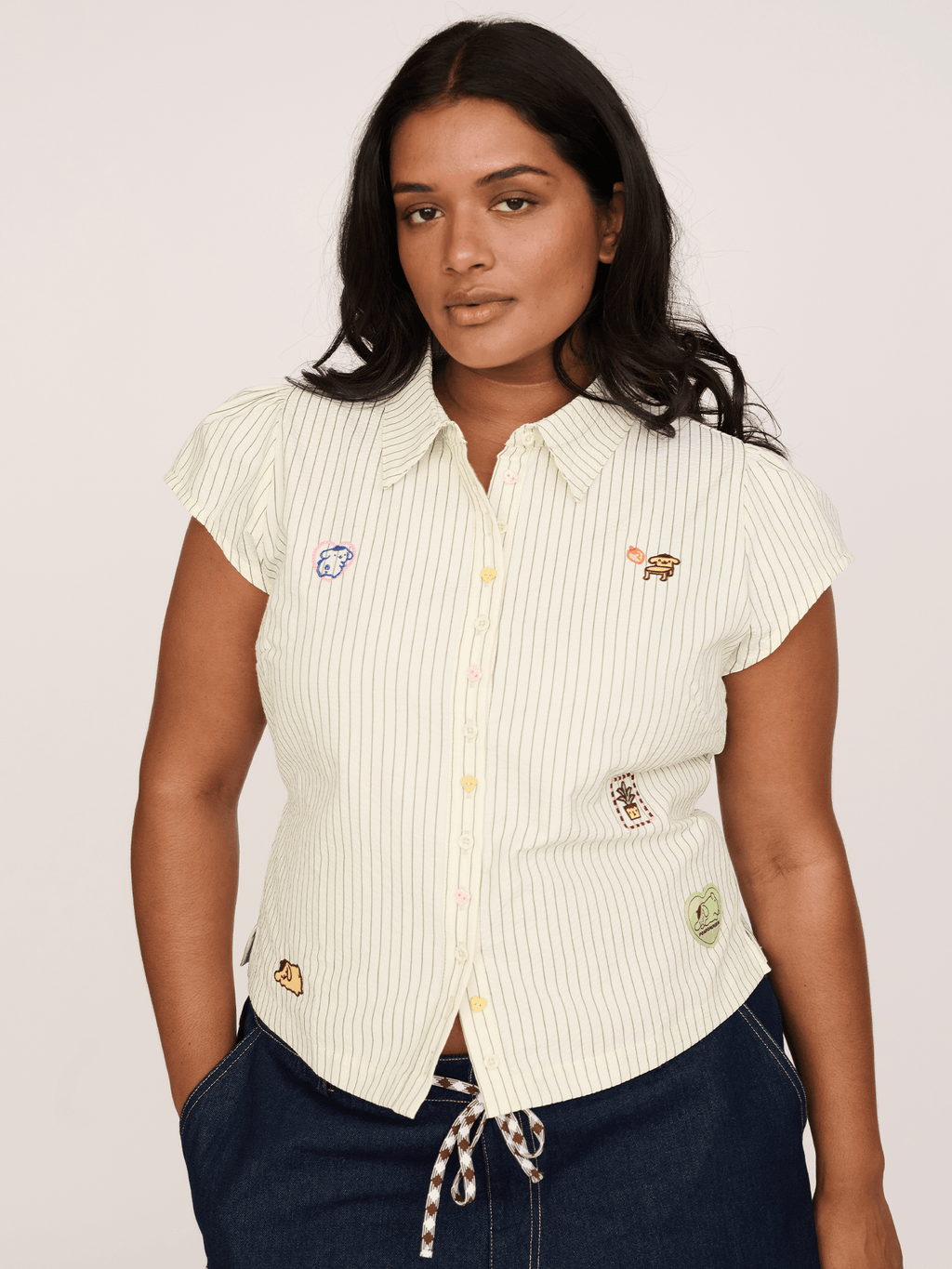 Pompompurin Fitted Pinstripe Shirt - PRE-ORDER SHIPS MID AUGUST