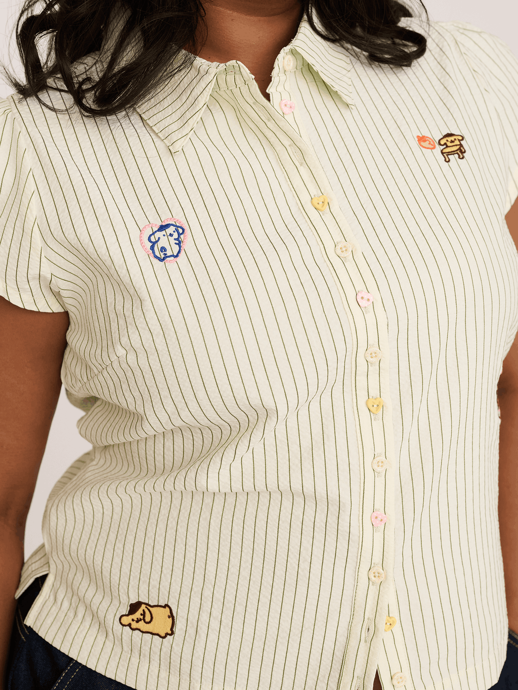 Pompompurin Fitted Pinstripe Shirt - PRE-ORDER SHIPS MID AUGUST