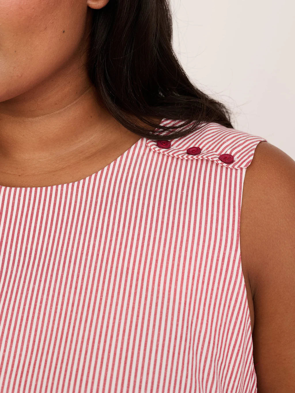 Asymmetric Pinstripe Midi Dress