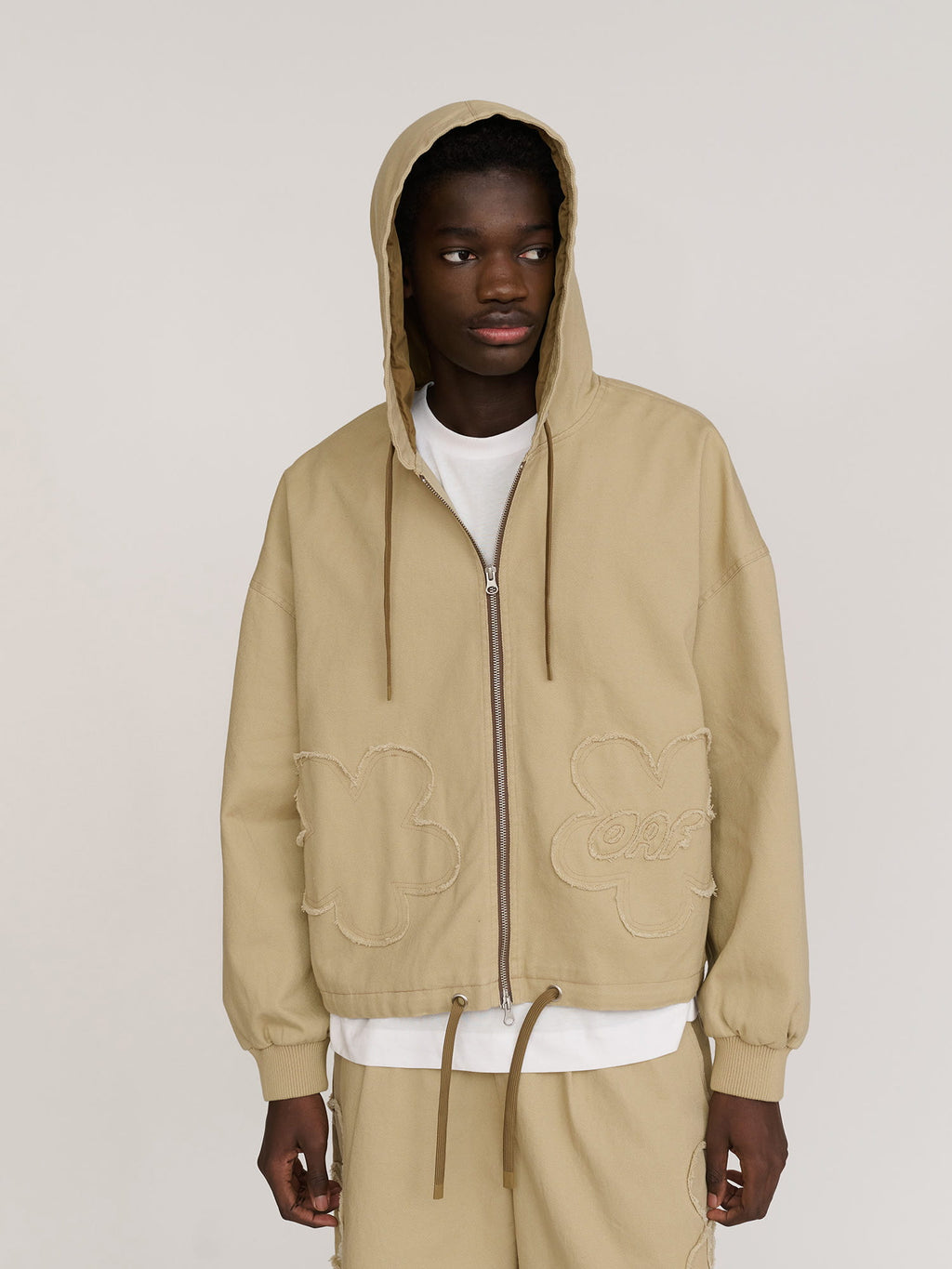 Big Flower Twill Zip Up Jacket