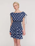 Gingham Shirred Mini Dress