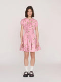 Shirred Floral Mini Dress