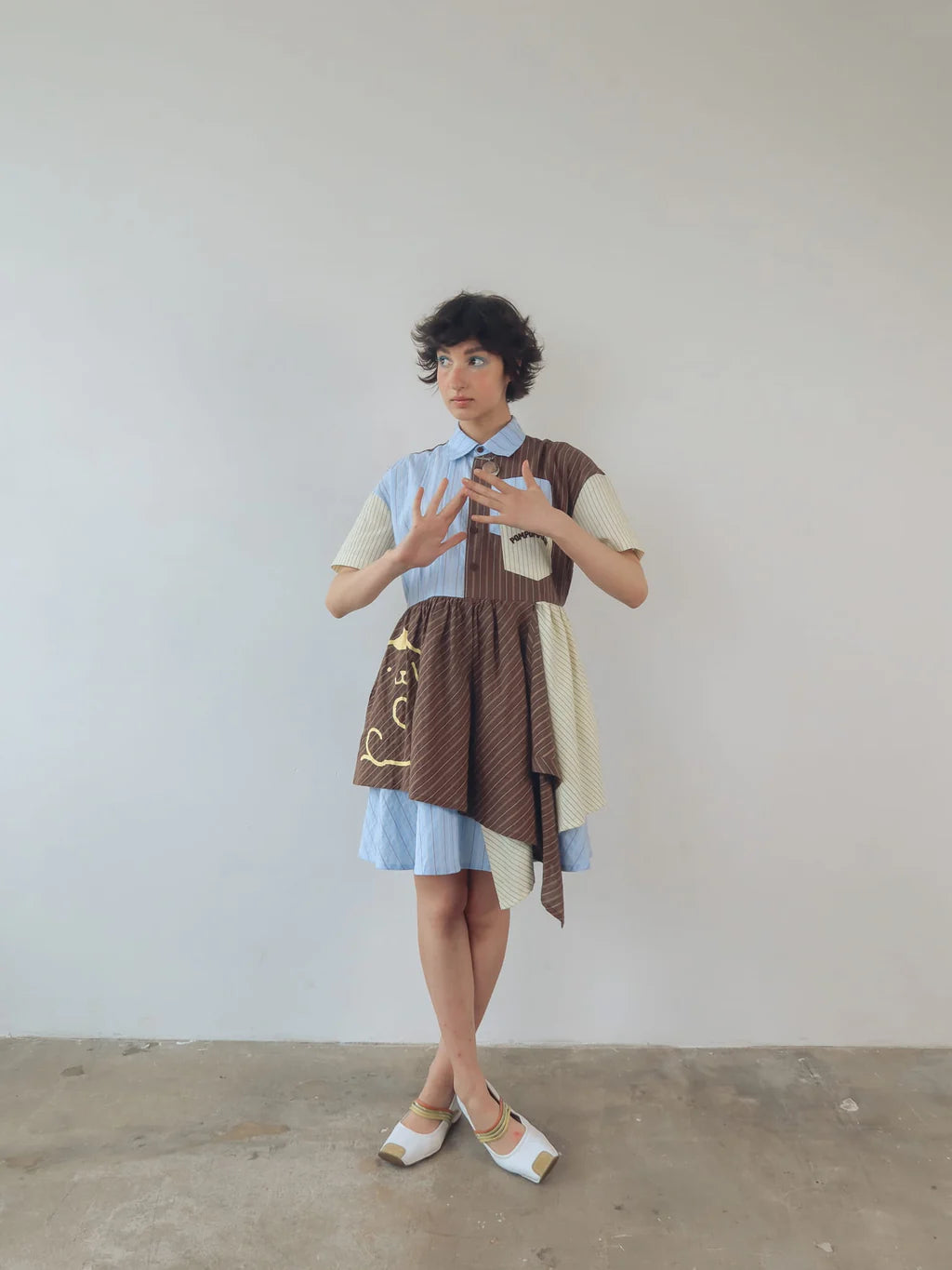 Pompompurin Mixed Stripe Shirt Dress
